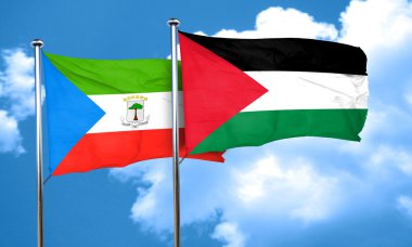Ekvator Ginesi bayrak Palestine bayrak, 3d render ile