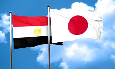 Japonya bayrağı, 3d render ile Mısır bayrağı