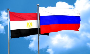 Rusya ile Mısır bayrak bayrak, 3d render