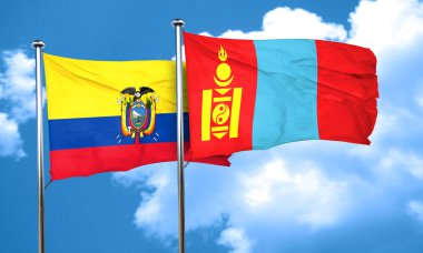Ekvador bayrağı ile Moğolistan bayrağı, 3d render