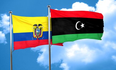 Libya bayrağı, 3d render ile Ekvator bayrak