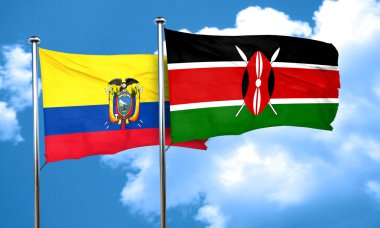 Ekvador bayrak Kenya bayrak, 3d render ile