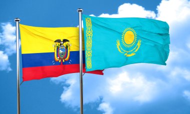 Kazakistan bayrağı, 3d render ile Ekvator bayrak