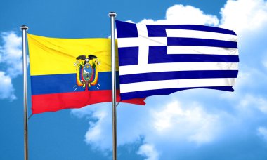 Ekvador bayrak Yunanistan bayrağı, 3d render ile