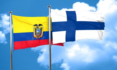 Ekvador bayrağı Finlandiya bayrağı, 3d render ile