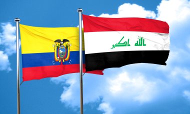 Ekvador bayrak Irak bayrağı, 3d render ile