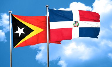 Doğu timor bayrağı Dominik Cumhuriyeti bayrağı, 3d render ile