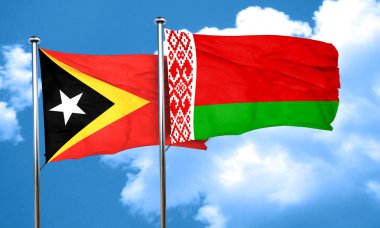 Doğu timor bayrağı ile Beyaz Rusya bayrağı, 3d render