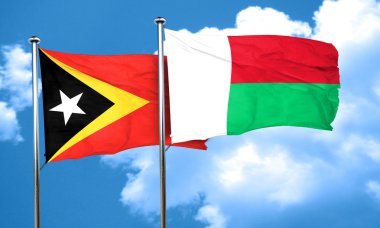 Doğu timor bayrağı Madagaskar bayrağı, 3d render ile