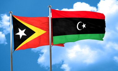 Doğu timor bayrağı Libya bayrağı, 3d render ile