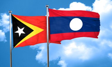 Laos bayrağı, 3d render ile Doğu timor bayrağı