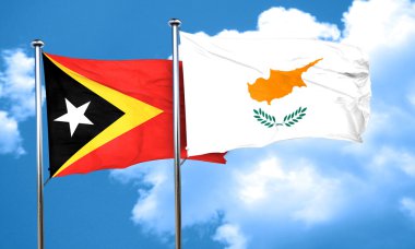 Doğu timor bayrağı Kıbrıs bayrağı, 3d render ile