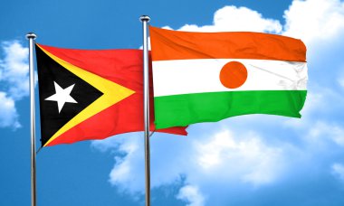 Doğu timor bayrağı Nijer bayrak, 3d render ile