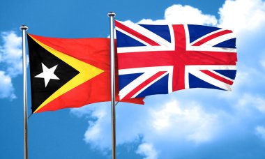 Doğu timor bayrağı ile Büyük Britanya bayrağı, 3d render