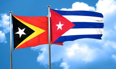 Doğu timor bayrağı Küba bayrağı, 3d render ile