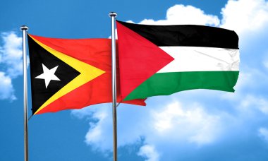 Doğu timor bayrağı Palestine bayrak, 3d render ile