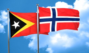 Doğu timor bayrağı Norveç bayrağı, 3d render ile