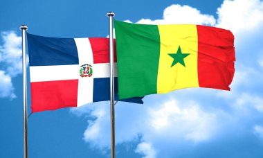 Dominik Cumhuriyeti bayrağı Senegal bayrak, 3d render ile