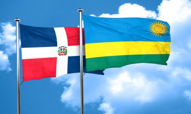 Ruanda bayrak, 3d render ile Dominik Cumhuriyeti bayrağı