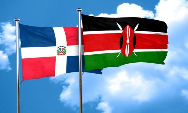 Kenya bayrak, 3d render ile Dominik Cumhuriyeti bayrağı