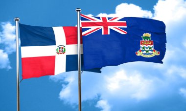 Cayman Adaları bayrağı, 3d render ile Dominik Cumhuriyeti bayrağı