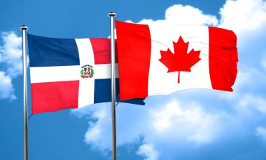 Kanada bayrağı, 3d render ile Dominik Cumhuriyeti bayrağı