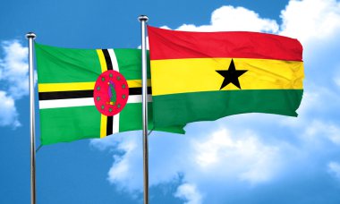 Dominika bayrak Gana bayrak, 3d render ile