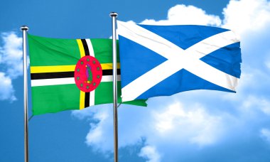 Dominika bayrak İskoçya bayrağı, 3d render ile