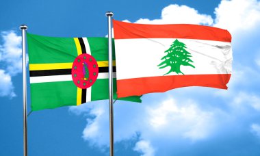 Lübnan bayrağı, 3d render ile Dominika bayrak