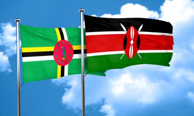 Dominika bayrak Kenya bayrak, 3d render ile