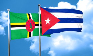 Dominika bayrak Küba bayrağı, 3d render ile