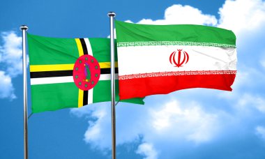 Dominika bayrağı Iran bayrağı, 3d render ile