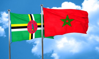 Dominika bayrak Fas bayrak, 3d render ile