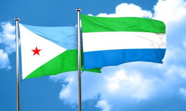 Cibuti bayrağı Sierra Leone bayrak, 3d render ile