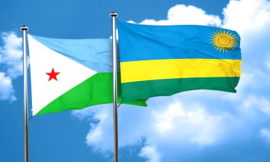 Cibuti bayrağı ile Ruanda bayrak, 3d render