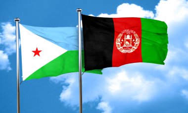 Cibuti bayrağı Afganistan bayrağı, 3d render ile