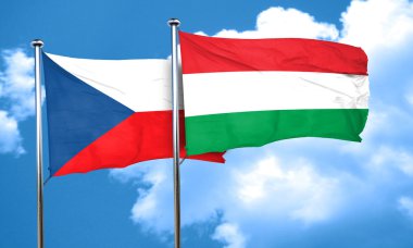 Çekoslovakya bayrak Macaristan bayrağı, 3d render ile