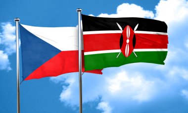 Çekoslovakya bayrak Kenya bayrak, 3d render ile