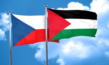 Çekoslovakya bayrak Palestine bayrak, 3d render ile