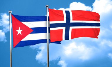 Norveç bayrağı, 3d render ile Küba bayrağı