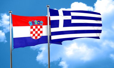 Hırvatistan bayrağı Yunanistan bayrağı, 3d render ile