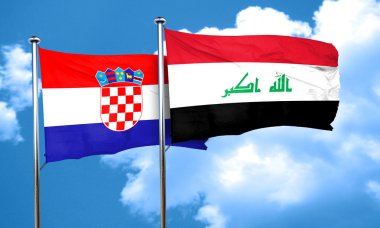 Hırvatistan bayrağı Irak bayrağı, 3d render ile