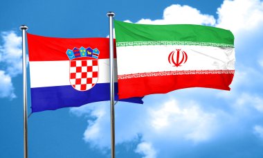Hırvatistan bayrağı Iran bayrağı, 3d render ile