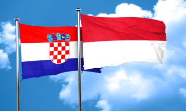 Endonezya bayrağı, 3d render ile Hırvatistan bayrağı