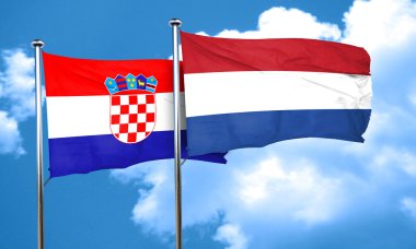 Hırvatistan bayrağı Hollanda bayrağı, 3d render ile