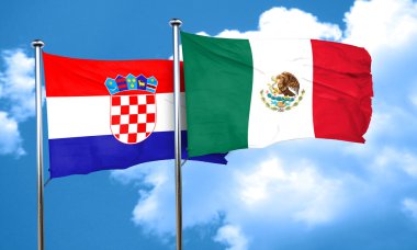 Hırvatistan bayrağı Meksika bayrağı, 3d render ile