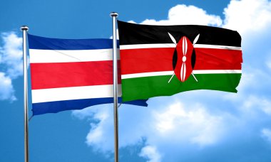 Kosta Rika bayrak Kenya bayrak, 3d render ile