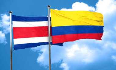 Kosta Rika bayrak Kolombiya bayrak, 3d render ile