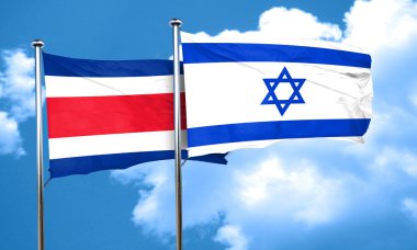 Kosta Rika bayrağı İsrail bayrağı, 3d render ile