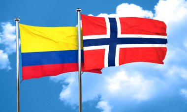 Kolombiya bayrak Norveç bayrağı, 3d render ile